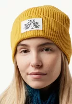 Beanie mit Abzeichen mustard