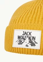 Beanie mit Abzeichen mustard