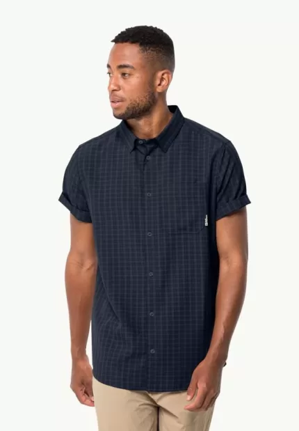 El Dorado Shirt Men Kurzärmliges Herren-Wandershirt Night Blue Checks