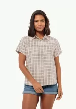 Febla Shirt Kurzarmshirt Damen Sand Storm Checks