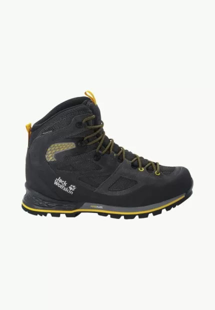 Force Crest Texapore Mid Wasserdichte Herren-Trekkingschuhe Black/Burly Yellow Xt