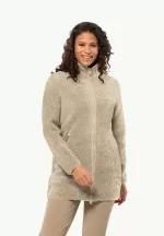 High Curl Coat Damen-Fleecemantel anis