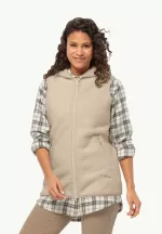 High Curl Long Vest Fleeceweste für Damen anis