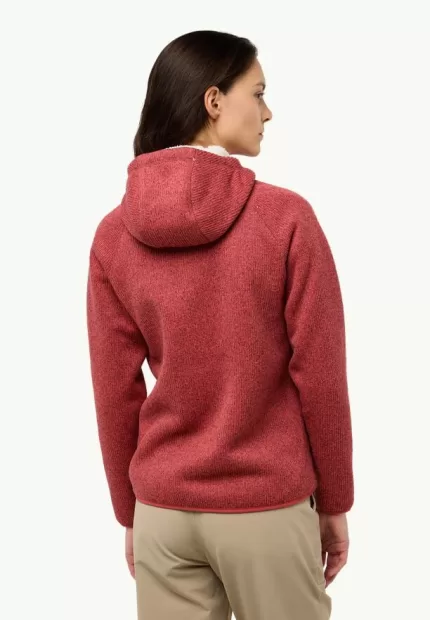 Kaminfeuer Hooded Jkt Damen Fleecejacke mit Kapuze red coral