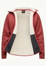 Kaminfeuer Hooded Jkt Damen Fleecejacke mit Kapuze red coral