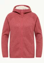 Kaminfeuer Hooded Jkt Damen Fleecejacke mit Kapuze red coral