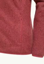 Kaminfeuer Hooded Jkt Damen Fleecejacke mit Kapuze red coral