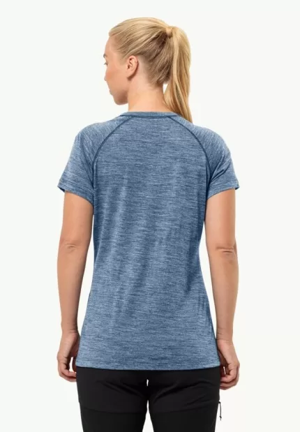 Kammweg Graphic S|s Damen-T-Shirt aus Merinowolle Elemental Blue