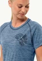 Kammweg Graphic S|s Damen-T-Shirt aus Merinowolle Elemental Blue