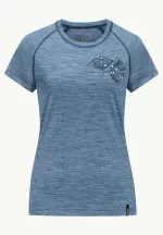 Kammweg Graphic S|s Damen-T-Shirt aus Merinowolle Elemental Blue