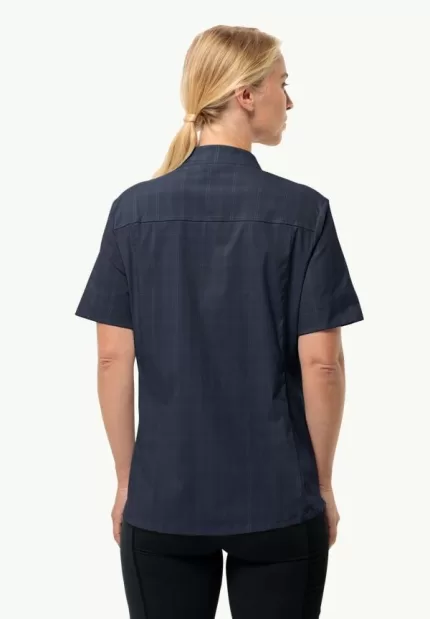 Norbo S|s Shirt Kurzärmliges Damen-Wandershirt Night Blue Checks