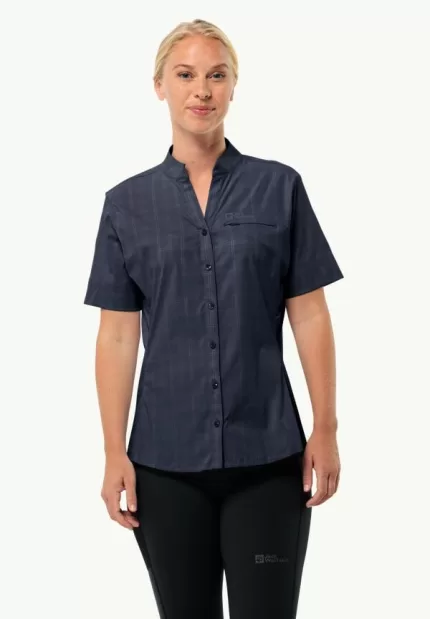 Norbo S|s Shirt Kurzärmliges Damen-Wandershirt Night Blue Checks