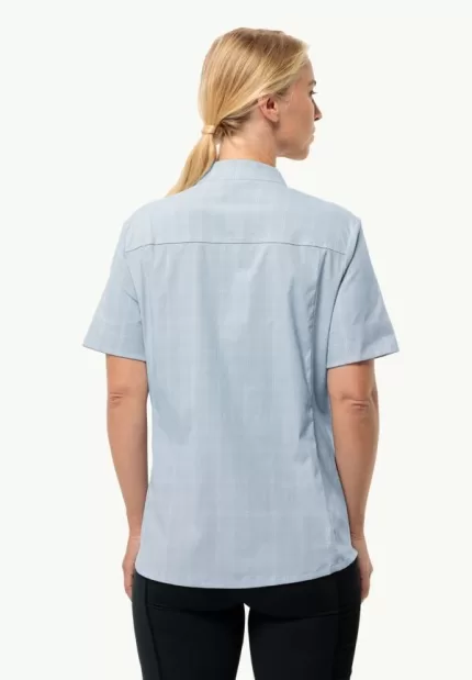 Norbo S|s Shirt Kurzärmliges Damen-Wandershirt Soft Blue Check