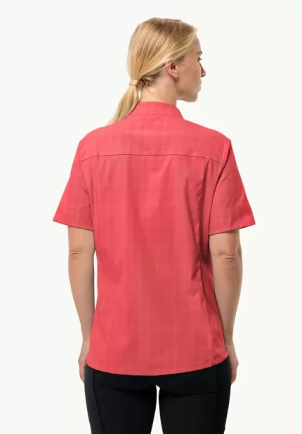 Norbo S|s Shirt Kurzärmliges Damen-Wandershirt Vibrant Red Check