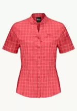 Norbo S|s Shirt Kurzärmliges Damen-Wandershirt Vibrant Red Check