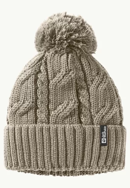 Pompom Beanie. Winddichte Strickmütze seal