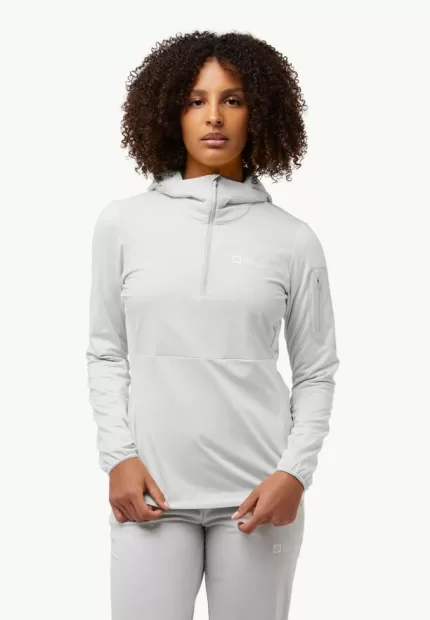 Prelight Trail Hoody Damen Langarm-Funktionsshirt mit Kapuze Cool Grey