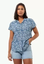 Sommerwiese Shirt Kurzarmshirt Damen Leaves Elemental Blue